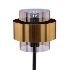 Spiega lampa stołowa czarny+mosiężny 1x60w e27 klosz dymiony 41-09531