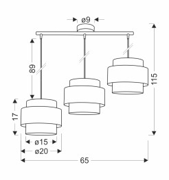 Hare lampa wisząca chromowy 3x60w e27 abażur szary+srebrny 33-18502