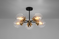 Lens lampa sufitowa czarny+patynowy 5x40w e14 klosz bezbarwny 35-01306