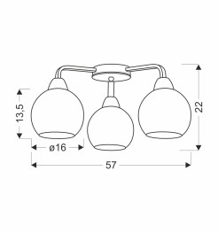 Caldera lampa sufitowa ampla czarny 3x60w e27 klosz biały 33-17093