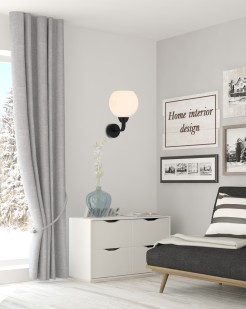 Caldera lampa kinkiet czarny 1x60w e27 klosz biały 21-16249