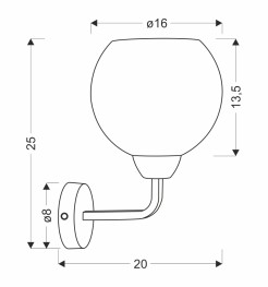 Caldera lampa kinkiet czarny 1x60w e27 klosz biały 21-16249