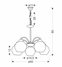 Baida lampa wisząca satynowy 5x60w e27 klosz matowo transparentny 35-17123