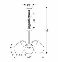 Baida lampa wisząca satynowy 3x60w e27 klosz matowo transparentny 33-16409