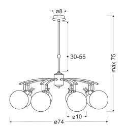 Lentini lampa wisząca patynowy 8x40w g9 klosz bursztynowy 38-16393