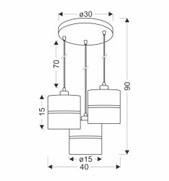 Assam lampa wisząca talerz czarny+złoty 3x60w e27 abażur czarny+złoty pasek 33-17468