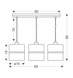 Assam lampa wisząca czarny+złoty 3x60w e27 abażur czarny+złoty pasek 33-17451