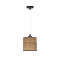 Legno lampa wisząca czarny 15 1x40w e27 abażur orzechowy 31-18311