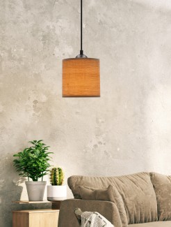 Legno lampa wisząca czarny 15 1x40w e27 abażur orzechowy 31-18311