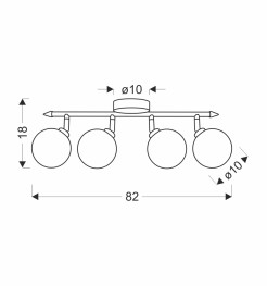 Rodia lampa sufitowa listwa patynowy 4x40w g9 klosz bursztynowy 94-16560