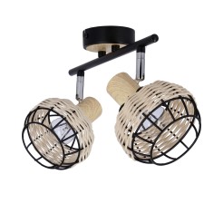 Tajga lampa sufitowa listwa czarny+drewniany 2x40w e14 klosz czarny+drewniany 92-12203