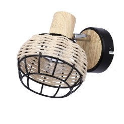 Tajga lampa kinkiet czarny+drewniany 1x40w e14 klosz czarny+drewniany 91-12197