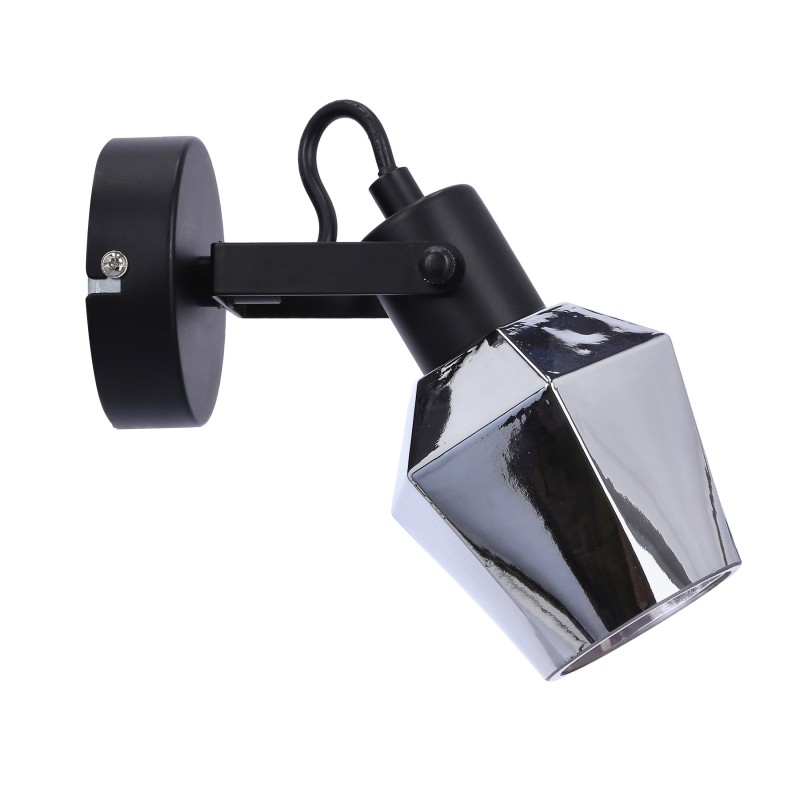 Randi lampa kinkiet czarny matowy 1x15w e14 klosz dymiony 91-13347