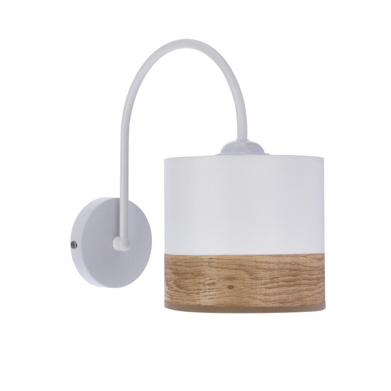 Bianco lampa kinkiet biały 1x40w e27 abażur biały+orzechowy 21-17581