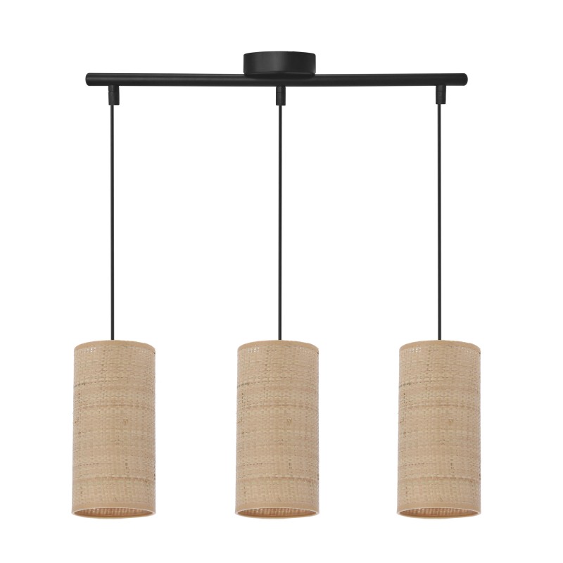 Fleri lampa wisząca czarny 3x60 e27 abażur 12x25 beżowy ratan 33-19752