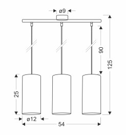 Fleri lampa wisząca czarny 3x60 e27 abażur 12x25 beżowy ratan 33-19752