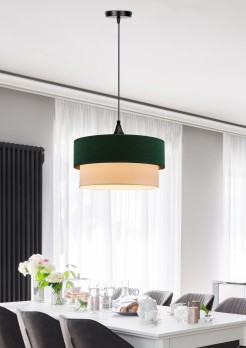 Sinagra lampa wisząca czarny 1x60 e27 abażur duo 35+30 but.zieleń\zloto+ biały 31-19691