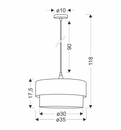 Sinagra lampa wisząca czarny 1x60 e27 abażur duo 35+30 but.zieleń\zloto+ biały 31-19691