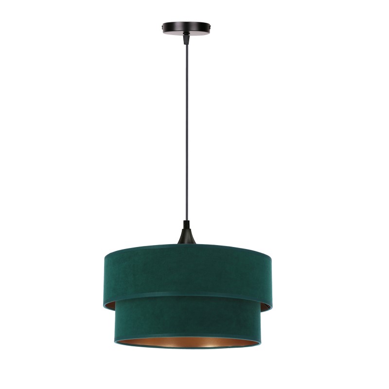 Scopello lampa wisząca czarny 1x60 e27 abażur duo 35+30 velur but.zieleń\złoto 31-19684