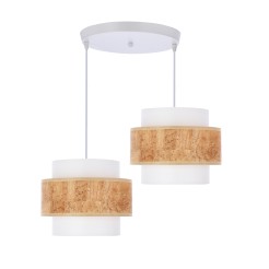 Cork lampa wisząca biały talerz 2x40w e27 abażur biały+beżowy 32-18144