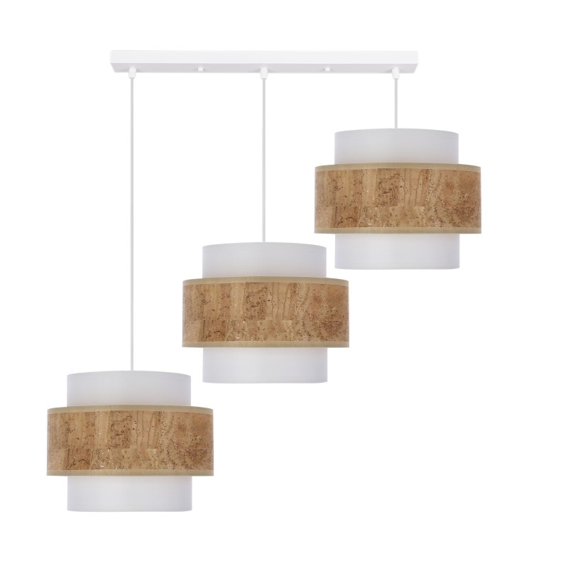 Cork lampa wisząca biały 3x40w e27 abażur biały+beżowy 33-18137