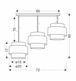 Cork lampa wisząca biały 3x40w e27 abażur biały+beżowy 33-18137