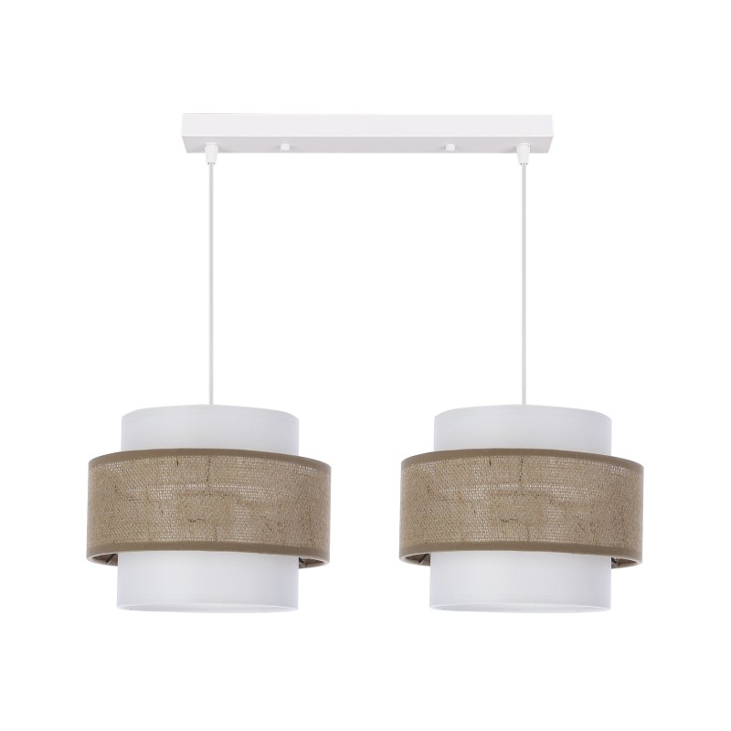 Juta lampa wisząca biały 2x40w e27 abażur biały+beżowy 32-18038