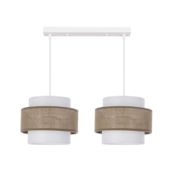 Juta lampa wisząca biały 2x40w e27 abażur biały+beżowy 32-18038