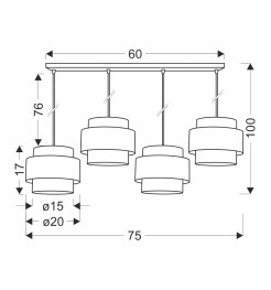 Benta lampa wisząca czarny 4x40w e27 abażur czarny+kremowy 34-17840