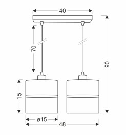 Assam lampa wisząca czarny+złoty 2x60w e27 abażur czarny+złoty pasek 32-17321