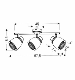 Aleksandria lampa sufitowa listwa czarny 3x40w e14 klosz czarny+złoty 93-13767