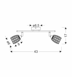 Shiba lampa sufitowa listwa chromowy 2x15w g9 klosz bezbarwny 92-13392