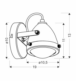 Crazy lampa kinkiet czarny 1x15w gu10 klosz bezbarwny 91-13293