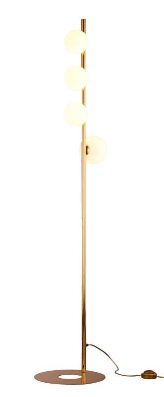 TAIDA nowoczesna lampa podłogowa mosiądzowana 4-punktowa biały klosz 1924
