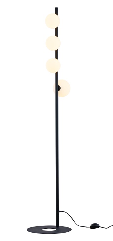 TAIDA czarna nowoczesna lakierowana lampa podłogowa 4-punktowa biały klosz 1929
