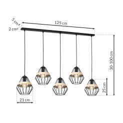 Lampa wisząca CLIFF BLACK 5xE27 MLP5526