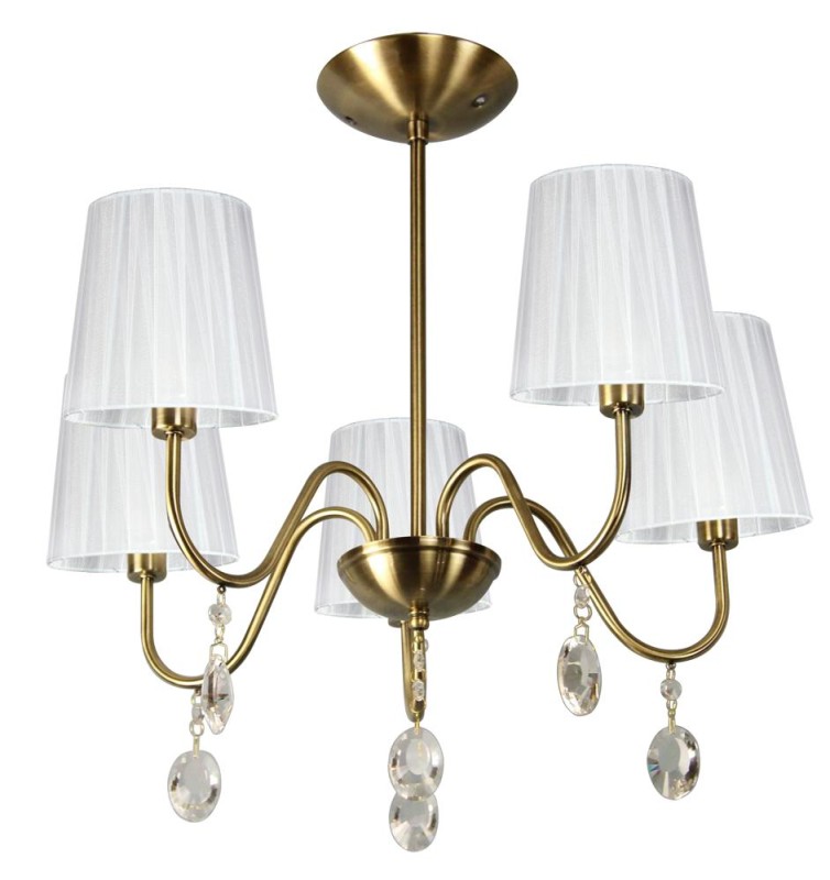 SORENTO LAMPA WISZĄCA 5X40W E14 PATYNA ABAŻUR BIAŁY 35-38104