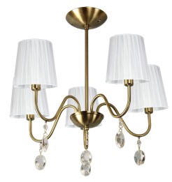 SORENTO LAMPA WISZĄCA 5X40W E14 PATYNA ABAŻUR BIAŁY 35-38104