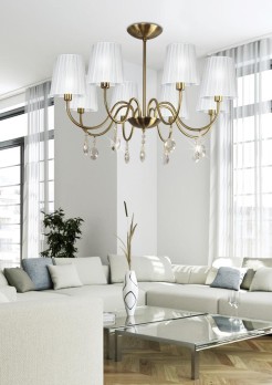 SORENTO LAMPA WISZĄCA 8X40W E14 PATYNA ABAŻUR BIAŁY 38-38159