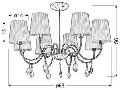 SORENTO LAMPA WISZĄCA 8X40W E14 PATYNA ABAŻUR BIAŁY 38-38159