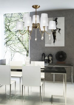 SORENTO LAMPA WISZĄCA 9X40W E14 PATYNA ABAŻUR BIAŁY 39-38173