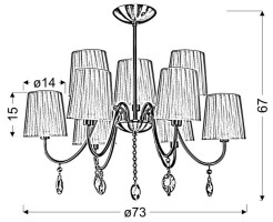 SORENTO LAMPA WISZĄCA 9X40W E14 PATYNA ABAŻUR BIAŁY 39-38173