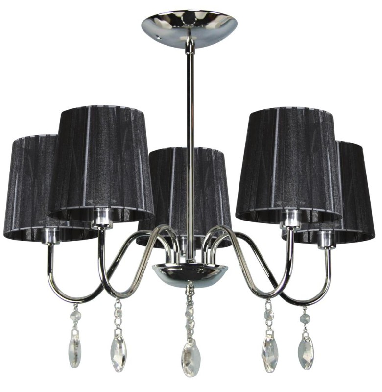 SORENTO LAMPA WISZĄCA 5X40W E14 CHROM ABAŻUR CZARNY 35-38050