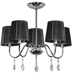 SORENTO LAMPA WISZĄCA 5X40W E14 CHROM ABAŻUR CZARNY 35-38050