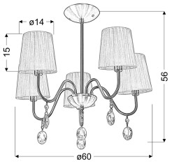 SORENTO LAMPA WISZĄCA 5X40W E14 CHROM ABAŻUR CZARNY 35-38050