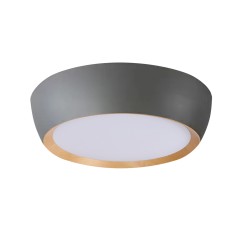 ABRUZZO LAMPA SUFITOWA PLAFON SZARO DREWNIANY 24W LED 40X32 CM KLOSZ BIAŁY 14-24114