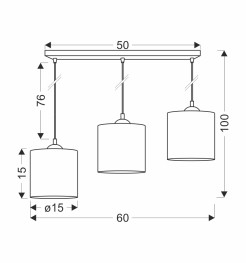 LEGNO LAMPA WISZĄCA CZARNY 15 3X40W E27 ABAŻUR ORZECHOWY 33-18335