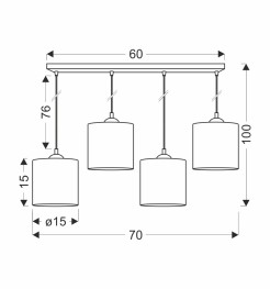 LEGNO LAMPA WISZĄCA CZARNY 15 4X40W E27 ABAŻUR ORZECHOWY 34-18366