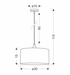 MALOTO LAMPA WISZĄCA CZARNY 1X60 E27 ABAŻUR WALEC 30X15 VELUR GRAFIT/ZŁOTO 31-22257