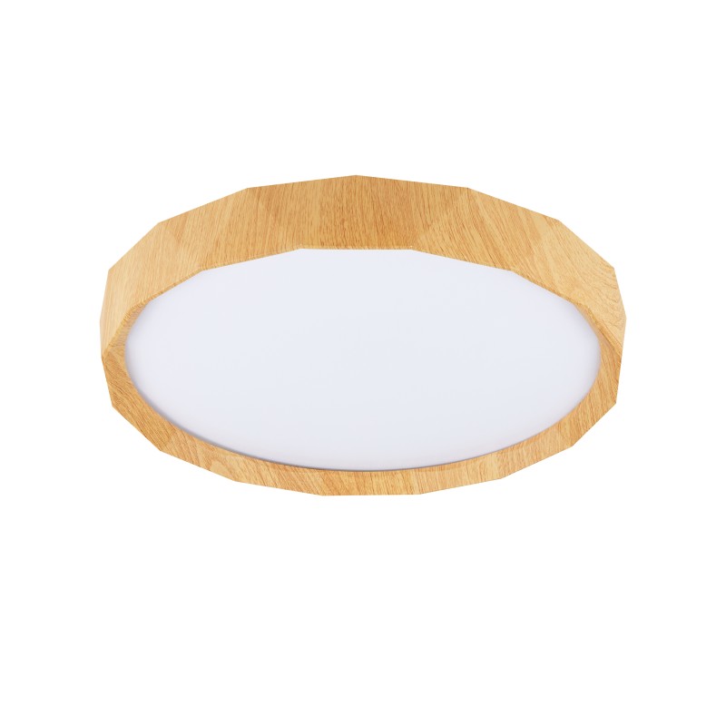 CADIX LAMPA SUFITOWA PLAFON BIAŁY+DREWNIANY 24W LED 38,5 CM KLOSZ BIAŁY 13-17666